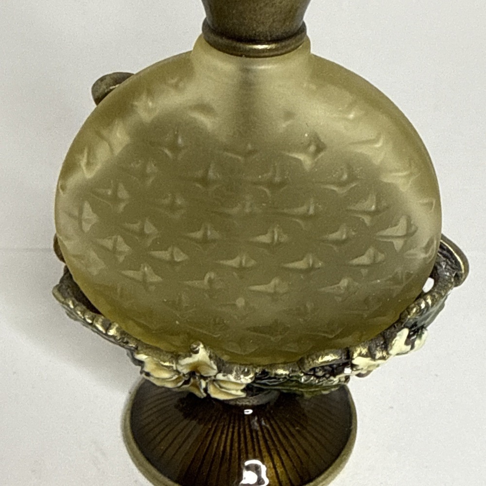 Vintage Dragonfly Perfume Bottle 4"  Rhinestone Enamel Crystal Stopper #1621 - Picture 7 of 11